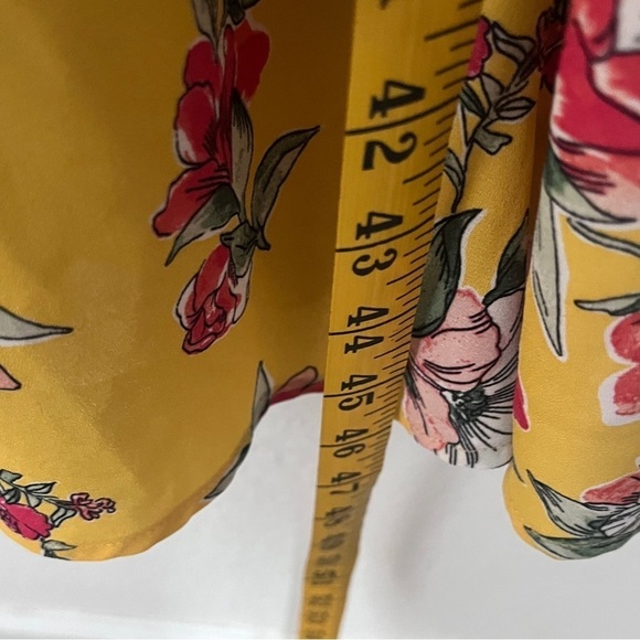 Lulus Button Front Midi Dress Women Large Short Sleeve Yellow Floral - Picture 10 of 10